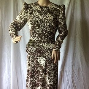 Vintage Carolina Herrera  Animal Print Ruched Long